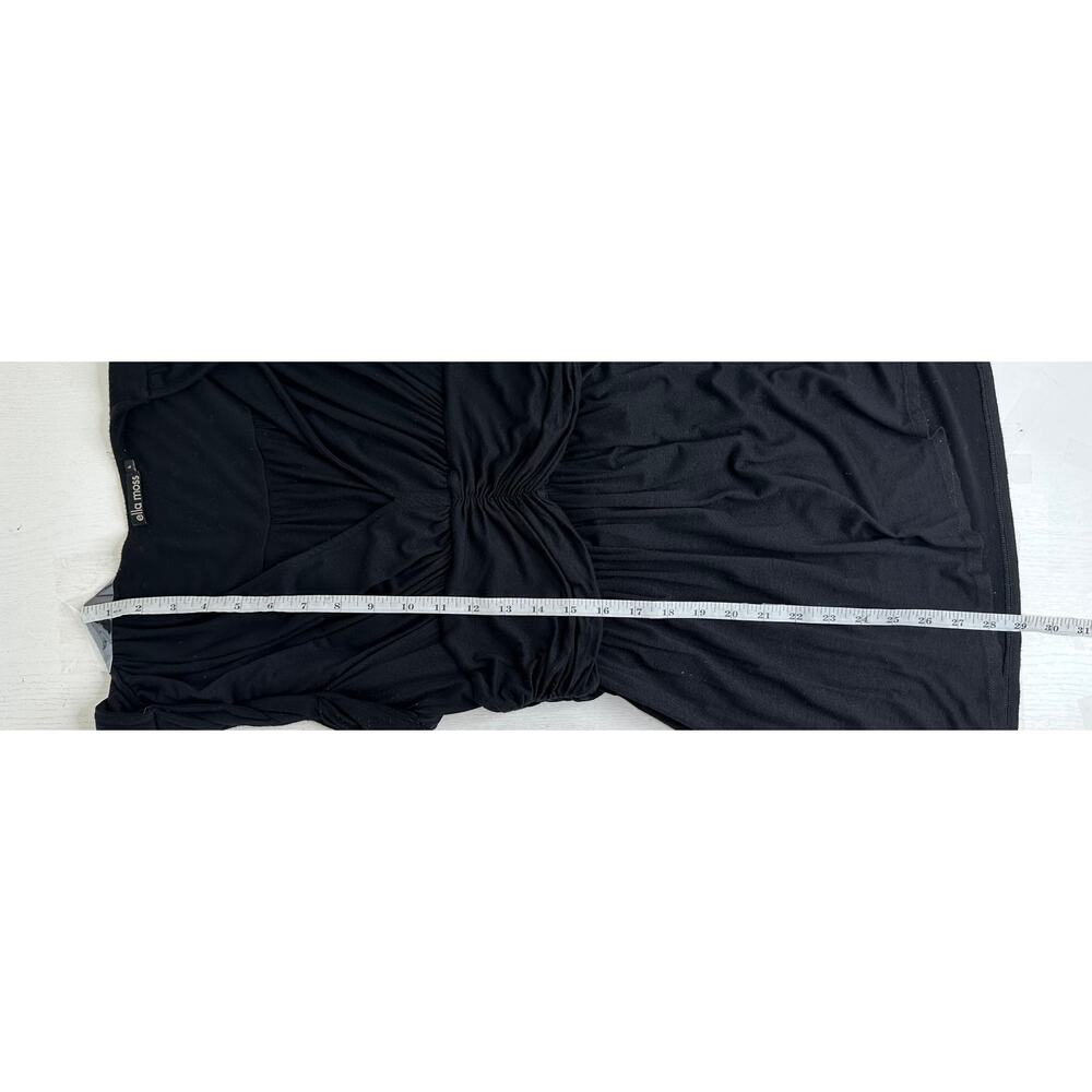 Ella Moss Black Blouse Top L Large Pleated V-Neck Braided Sleeve Bohemian Career - Picture 7 of 8
